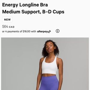 COPY - Lululemon Energy longline bra, medium support
